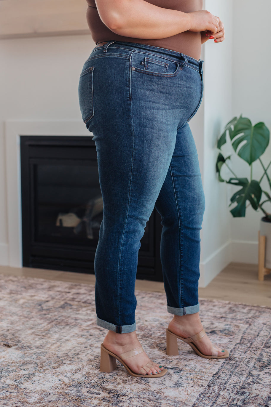 Judy Blue Amber Cuffed Slim Fit Dark Wash Jeans-Womens-Ave Shops-[option4]-[option5]-[option6]-[option7]-[option8]-Shop-Boutique-Clothing-for-Women-Online