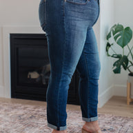 Judy Blue Amber Cuffed Slim Fit Dark Wash Jeans-Womens-Ave Shops-[option4]-[option5]-[option6]-[option7]-[option8]-Shop-Boutique-Clothing-for-Women-Online