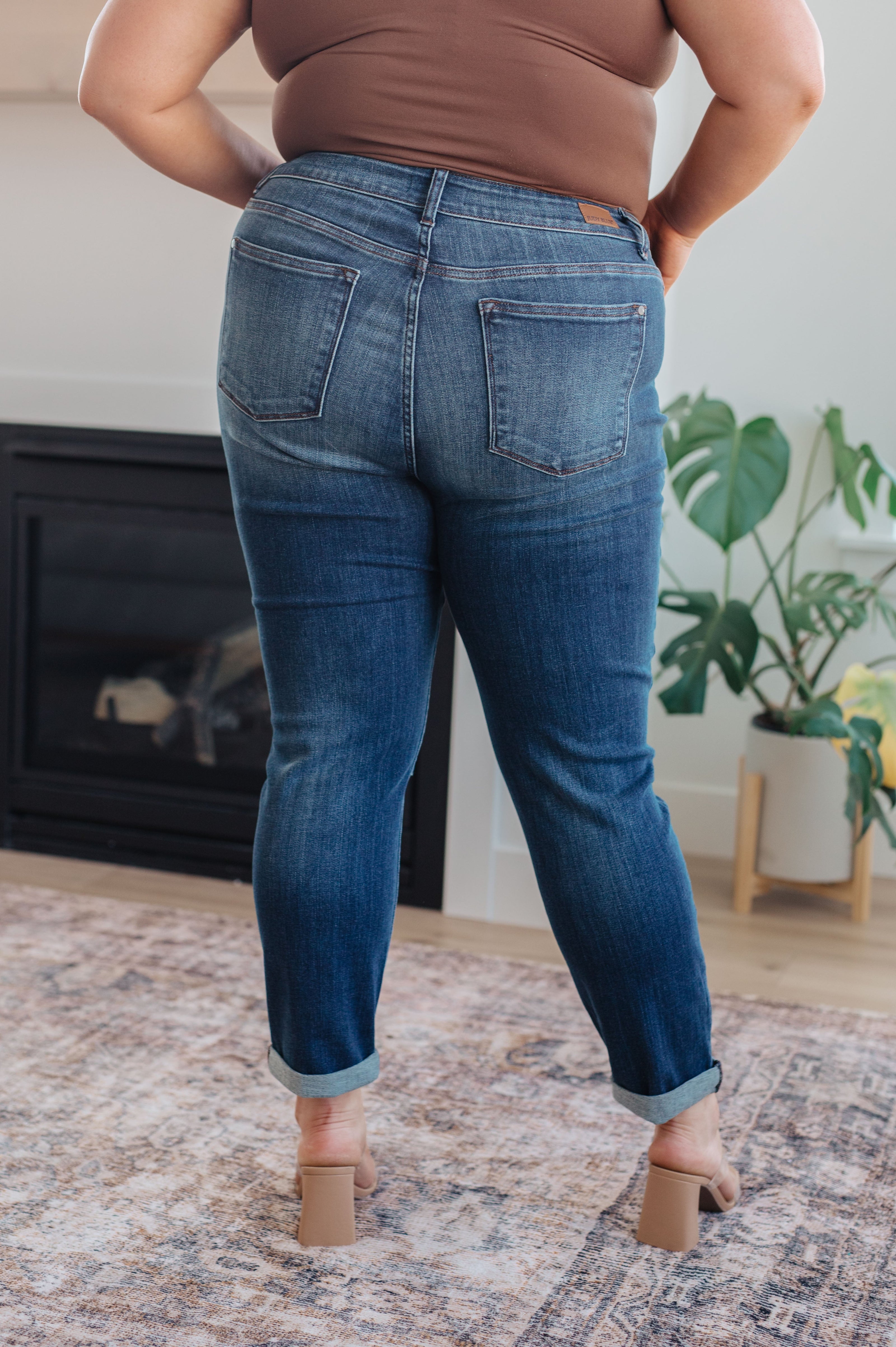 Judy Blue Amber Cuffed Slim Fit Dark Wash Jeans-Womens-Ave Shops-[option4]-[option5]-[option6]-[option7]-[option8]-Shop-Boutique-Clothing-for-Women-Online