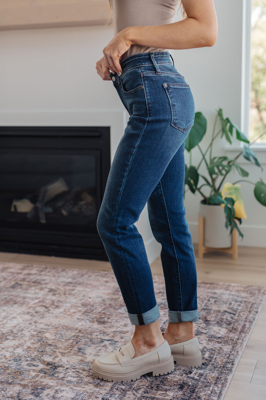 Judy Blue Amber Cuffed Slim Fit Dark Wash Jeans-Womens-Ave Shops-[option4]-[option5]-[option6]-[option7]-[option8]-Shop-Boutique-Clothing-for-Women-Online