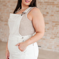 Anna High Rise Garment Dyed Cutoff Shortalls in Ecru-Denim-Ave Shops-[option4]-[option5]-[option6]-[option7]-[option8]-Shop-Boutique-Clothing-for-Women-Online