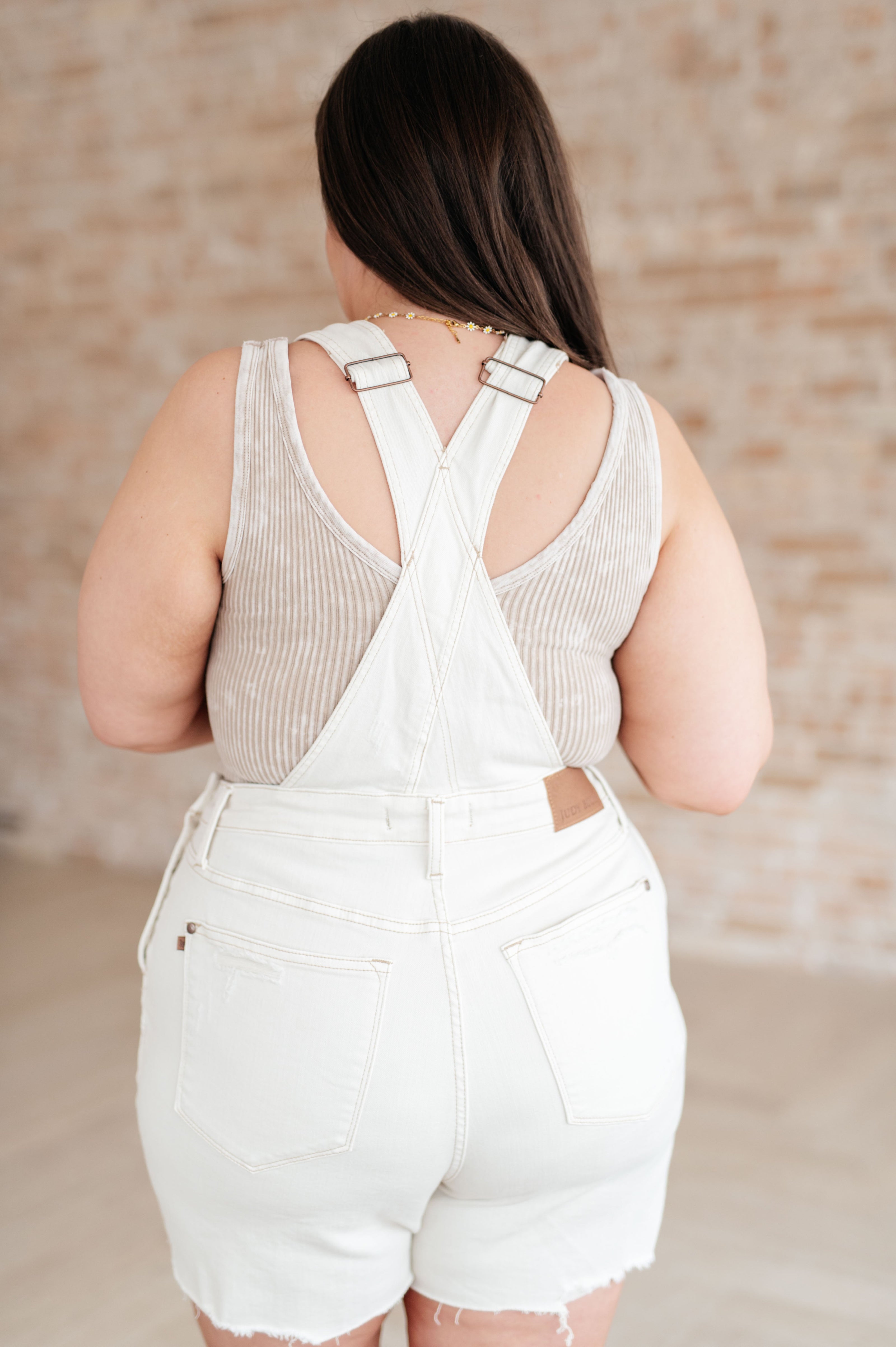 Anna High Rise Garment Dyed Cutoff Shortalls in Ecru-Denim-Ave Shops-[option4]-[option5]-[option6]-[option7]-[option8]-Shop-Boutique-Clothing-for-Women-Online