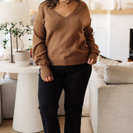 Back to Life V-Neck Sweater in Mocha-Tops-Ave Shops-[option4]-[option5]-[option6]-[option7]-[option8]-Shop-Boutique-Clothing-for-Women-Online