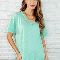 Basic Instinct Drop Shoulder V-Neck Tee in Mint-Womens-Ave Shops-[option4]-[option5]-[option6]-[option7]-[option8]-Shop-Boutique-Clothing-for-Women-Online