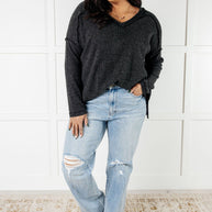 Zenana Basically Freezing Brushed Hacci Top in Black-Tops-Ave Shops-[option4]-[option5]-[option6]-[option7]-[option8]-Shop-Boutique-Clothing-for-Women-Online
