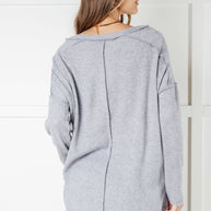 Zenana Basically Freezing Brushed Hacci Top in Heather Grey-Tops-Ave Shops-[option4]-[option5]-[option6]-[option7]-[option8]-Shop-Boutique-Clothing-for-Women-Online