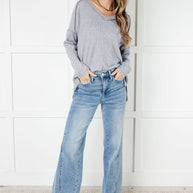 Zenana Basically Freezing Brushed Hacci Top in Heather Grey-Tops-Ave Shops-[option4]-[option5]-[option6]-[option7]-[option8]-Shop-Boutique-Clothing-for-Women-Online