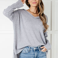 Zenana Basically Freezing Brushed Hacci Top in Heather Grey-Tops-Ave Shops-[option4]-[option5]-[option6]-[option7]-[option8]-Shop-Boutique-Clothing-for-Women-Online