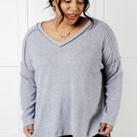 Zenana Basically Freezing Brushed Hacci Top in Heather Grey-Tops-Ave Shops-[option4]-[option5]-[option6]-[option7]-[option8]-Shop-Boutique-Clothing-for-Women-Online