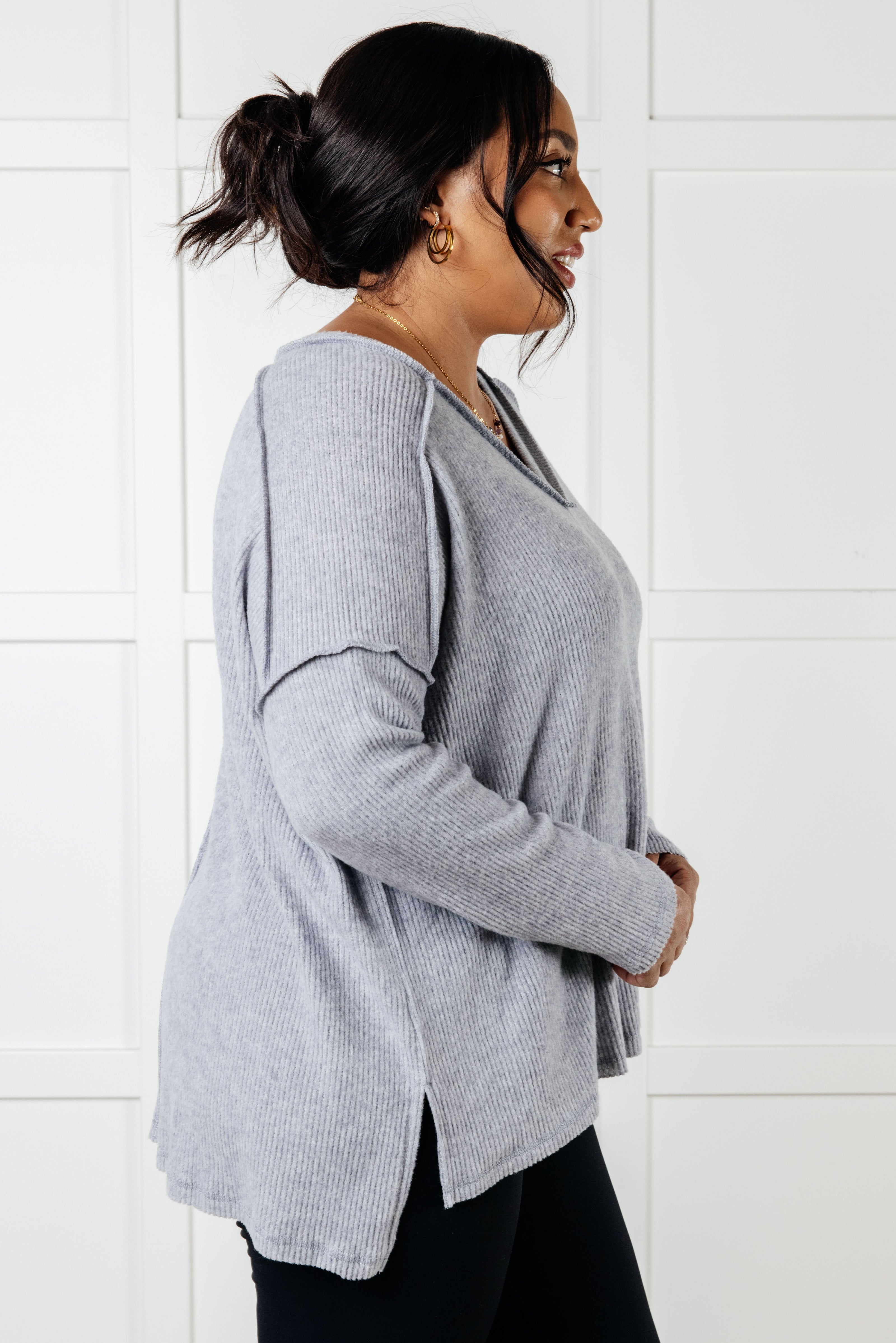 Zenana Basically Freezing Brushed Hacci Top in Heather Grey-Tops-Ave Shops-[option4]-[option5]-[option6]-[option7]-[option8]-Shop-Boutique-Clothing-for-Women-Online