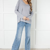 Zenana Basically Freezing Brushed Hacci Top in Heather Grey-Tops-Ave Shops-[option4]-[option5]-[option6]-[option7]-[option8]-Shop-Boutique-Clothing-for-Women-Online