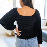 Believe In Miracles Smocked Velvet Top In Black-Womens-Ave Shops-[option4]-[option5]-[option6]-[option7]-[option8]-Shop-Boutique-Clothing-for-Women-Online