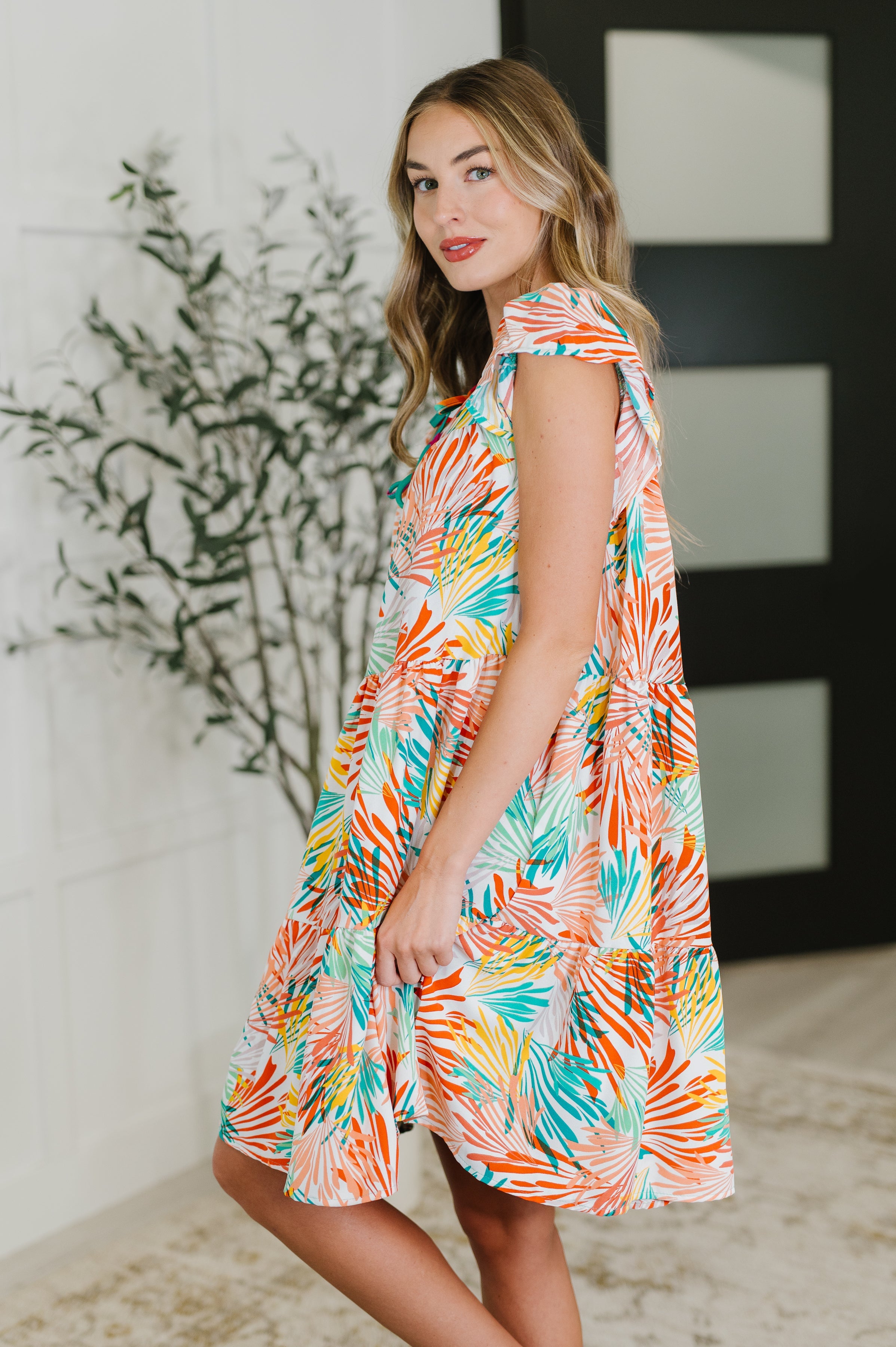Bless Your Love Tiered Dress in Ivory, Orange and Mint-Womens-Ave Shops-[option4]-[option5]-[option6]-[option7]-[option8]-Shop-Boutique-Clothing-for-Women-Online