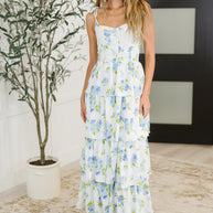 Bloomie Baby Tiered Dress in Ivory/Blue-Womens-Ave Shops-[option4]-[option5]-[option6]-[option7]-[option8]-Shop-Boutique-Clothing-for-Women-Online
