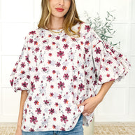 Blossom Breeze Balloon Sleeve Blouse-Womens-Ave Shops-[option4]-[option5]-[option6]-[option7]-[option8]-Shop-Boutique-Clothing-for-Women-Online