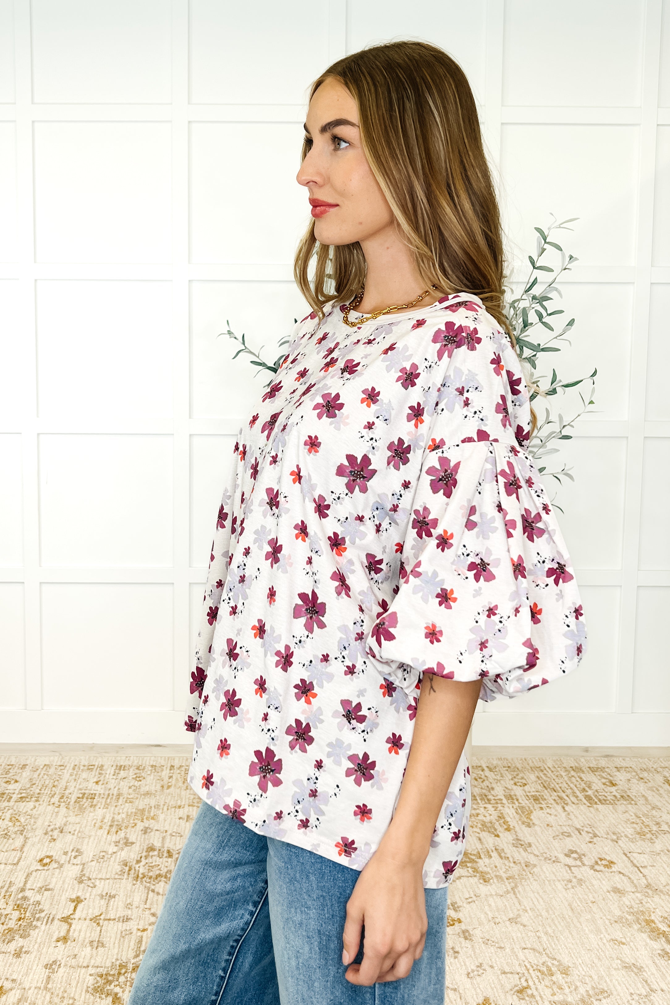 Blossom Breeze Balloon Sleeve Blouse-Womens-Ave Shops-[option4]-[option5]-[option6]-[option7]-[option8]-Shop-Boutique-Clothing-for-Women-Online