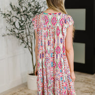 Boho and Behold Flutter Sleeve Dress in Blush/Fuchsia/Mint-Womens-Ave Shops-[option4]-[option5]-[option6]-[option7]-[option8]-Shop-Boutique-Clothing-for-Women-Online