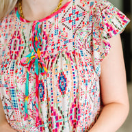 Boho and Behold Flutter Sleeve Dress in Blush/Fuchsia/Mint-Womens-Ave Shops-[option4]-[option5]-[option6]-[option7]-[option8]-Shop-Boutique-Clothing-for-Women-Online