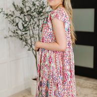Boho and Behold Flutter Sleeve Dress in Blush/Fuchsia/Mint-Womens-Ave Shops-[option4]-[option5]-[option6]-[option7]-[option8]-Shop-Boutique-Clothing-for-Women-Online