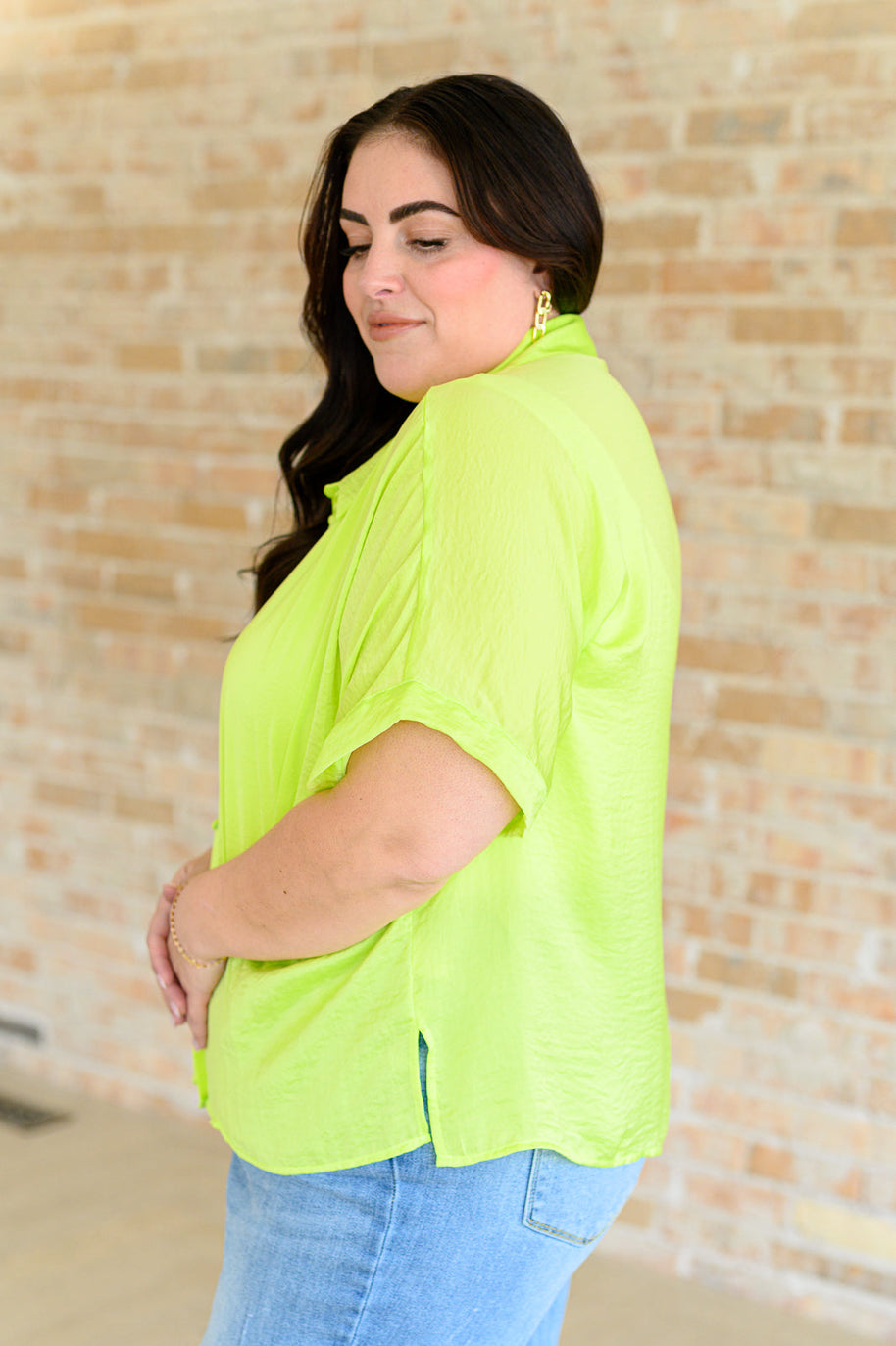 Bright Idea Button Down in Citrus-Tops-Ave Shops-[option4]-[option5]-[option6]-[option7]-[option8]-Shop-Boutique-Clothing-for-Women-Online