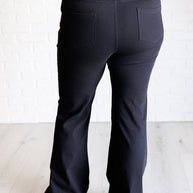 Rae Mode Building Habits Twill Flared Crossover Waist Pant in Black-Bottoms-Ave Shops-[option4]-[option5]-[option6]-[option7]-[option8]-Shop-Boutique-Clothing-for-Women-Online