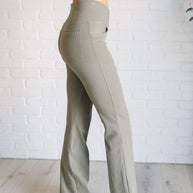 Rae Mode Building Habits Twill Flared Crossover Waist Pant in Dusty Olive-Bottoms-Ave Shops-[option4]-[option5]-[option6]-[option7]-[option8]-Shop-Boutique-Clothing-for-Women-Online