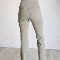 Rae Mode Building Habits Twill Flared Crossover Waist Pant in Dusty Olive-Bottoms-Ave Shops-[option4]-[option5]-[option6]-[option7]-[option8]-Shop-Boutique-Clothing-for-Women-Online