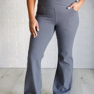 Rae Mode Building Habits Twill Flared Crossover Waist Pant in Titanium-Bottoms-Ave Shops-[option4]-[option5]-[option6]-[option7]-[option8]-Shop-Boutique-Clothing-for-Women-Online
