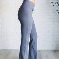 Rae Mode Building Habits Twill Flared Crossover Waist Pant in Titanium-Bottoms-Ave Shops-[option4]-[option5]-[option6]-[option7]-[option8]-Shop-Boutique-Clothing-for-Women-Online