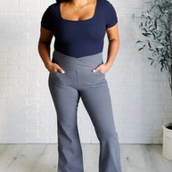 Rae Mode Building Habits Twill Flared Crossover Waist Pant in Titanium-Bottoms-Ave Shops-[option4]-[option5]-[option6]-[option7]-[option8]-Shop-Boutique-Clothing-for-Women-Online