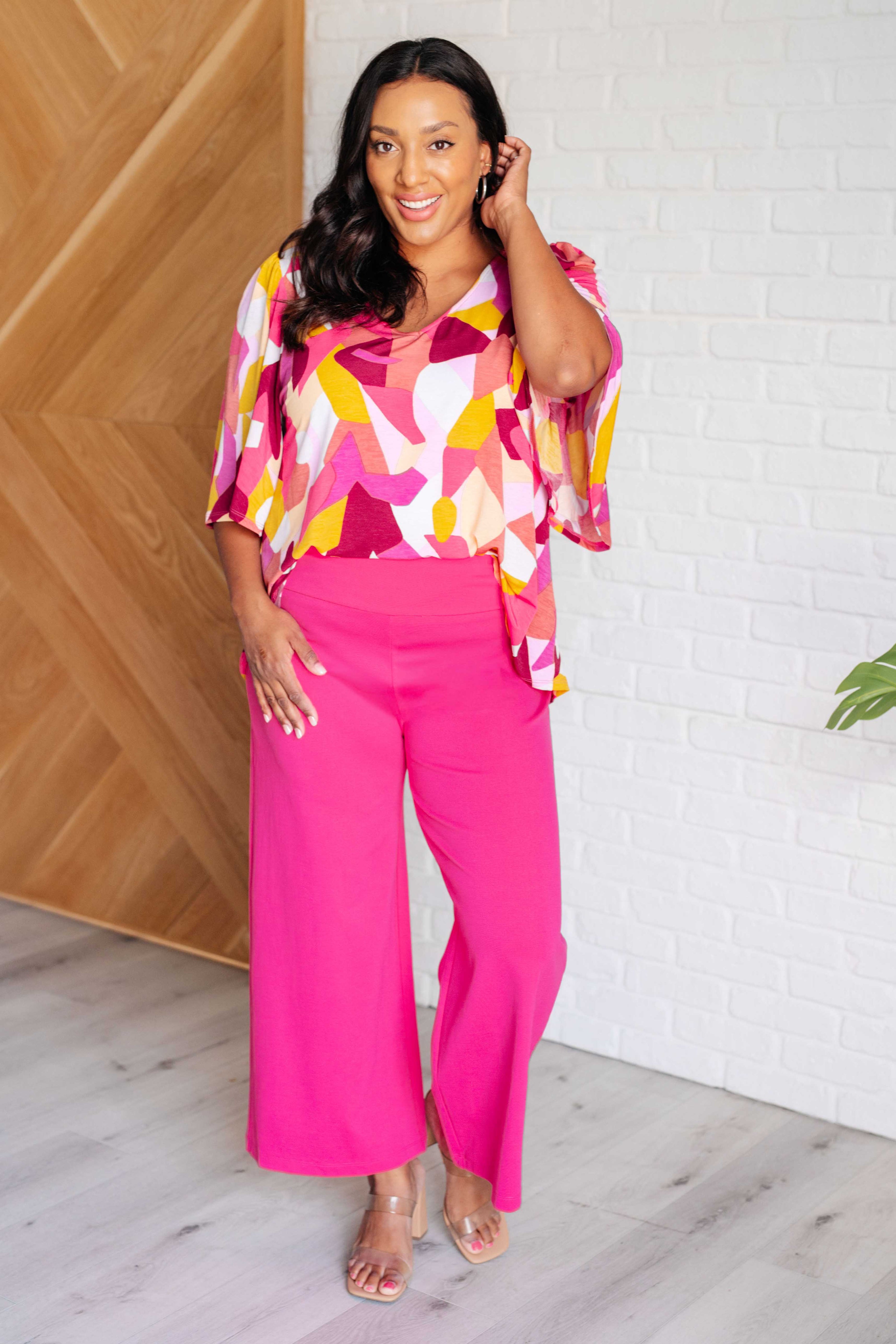 Cali Blouse in Magenta and Mustard Abstract-Blouses-Ave Shops-[option4]-[option5]-[option6]-[option7]-[option8]-Shop-Boutique-Clothing-for-Women-Online