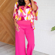 Cali Blouse in Magenta and Mustard Abstract-Blouses-Ave Shops-[option4]-[option5]-[option6]-[option7]-[option8]-Shop-Boutique-Clothing-for-Women-Online