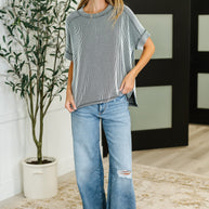 Zenana Catch Me Loungin’ Cable Ribbed Knit Top in Black and White-Womens-Ave Shops-[option4]-[option5]-[option6]-[option7]-[option8]-Shop-Boutique-Clothing-for-Women-Online