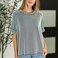 Zenana Catch Me Loungin’ Cable Ribbed Knit Top in Black and White-Womens-Ave Shops-[option4]-[option5]-[option6]-[option7]-[option8]-Shop-Boutique-Clothing-for-Women-Online