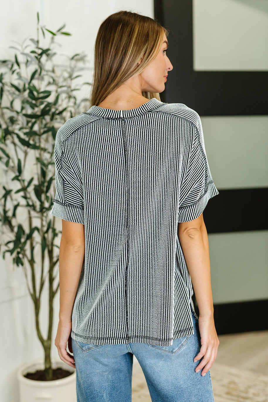 Zenana Catch Me Loungin’ Cable Ribbed Knit Top in Black and White-Womens-Ave Shops-[option4]-[option5]-[option6]-[option7]-[option8]-Shop-Boutique-Clothing-for-Women-Online