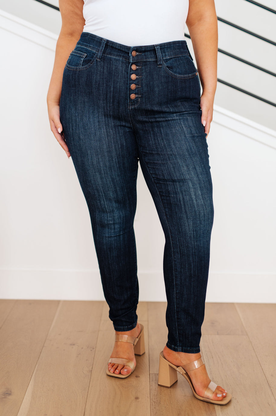 Judy Blue Celecia High Waist Hand Sanded Resin Skinny Jeans-Denim-Ave Shops-[option4]-[option5]-[option6]-[option7]-[option8]-Shop-Boutique-Clothing-for-Women-Online