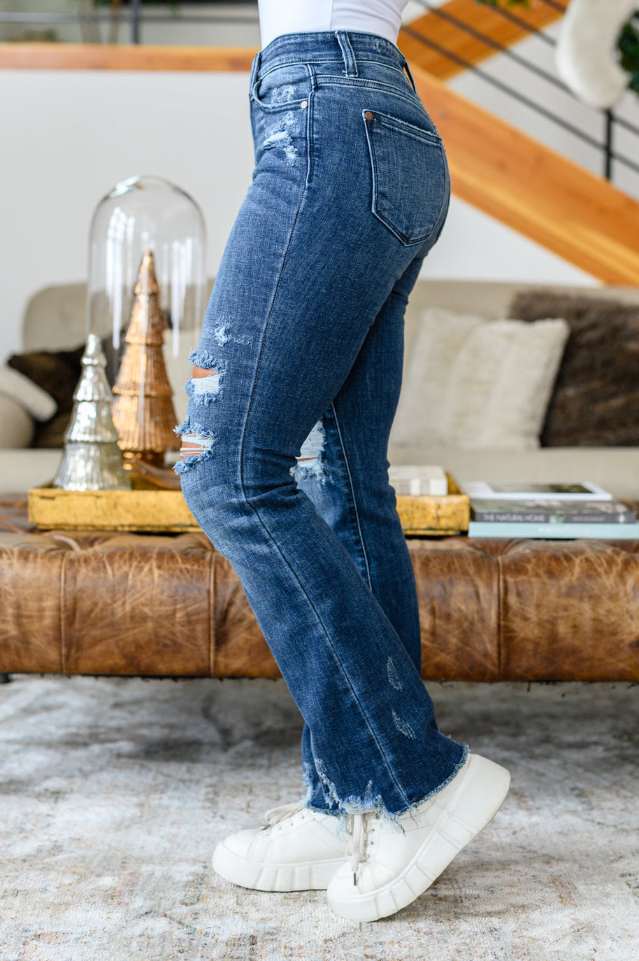 Christine High Contrast Slim Bootcut Destroyed Jeans-Denim-Ave Shops-[option4]-[option5]-[option6]-[option7]-[option8]-Shop-Boutique-Clothing-for-Women-Online