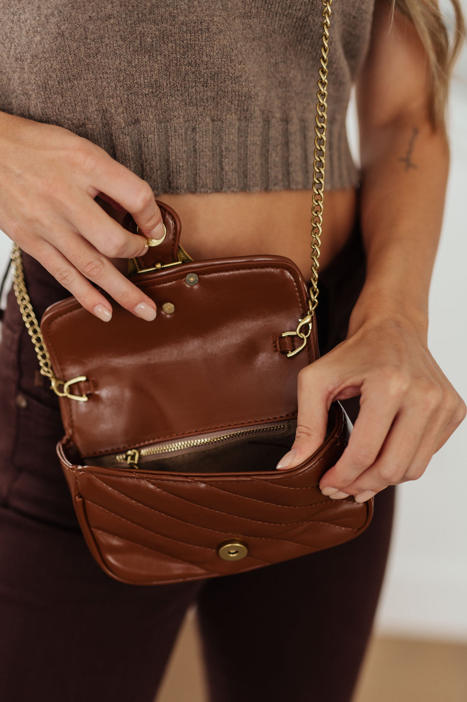 Classic Beauty Quilted Clutch in Brown-Accessories-Ave Shops-[option4]-[option5]-[option6]-[option7]-[option8]-Shop-Boutique-Clothing-for-Women-Online