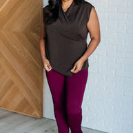Classic Surplice Front Top in Chocolate-Tops-Ave Shops-[option4]-[option5]-[option6]-[option7]-[option8]-Shop-Boutique-Clothing-for-Women-Online