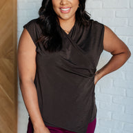 Classic Surplice Front Top in Chocolate-Tops-Ave Shops-[option4]-[option5]-[option6]-[option7]-[option8]-Shop-Boutique-Clothing-for-Women-Online