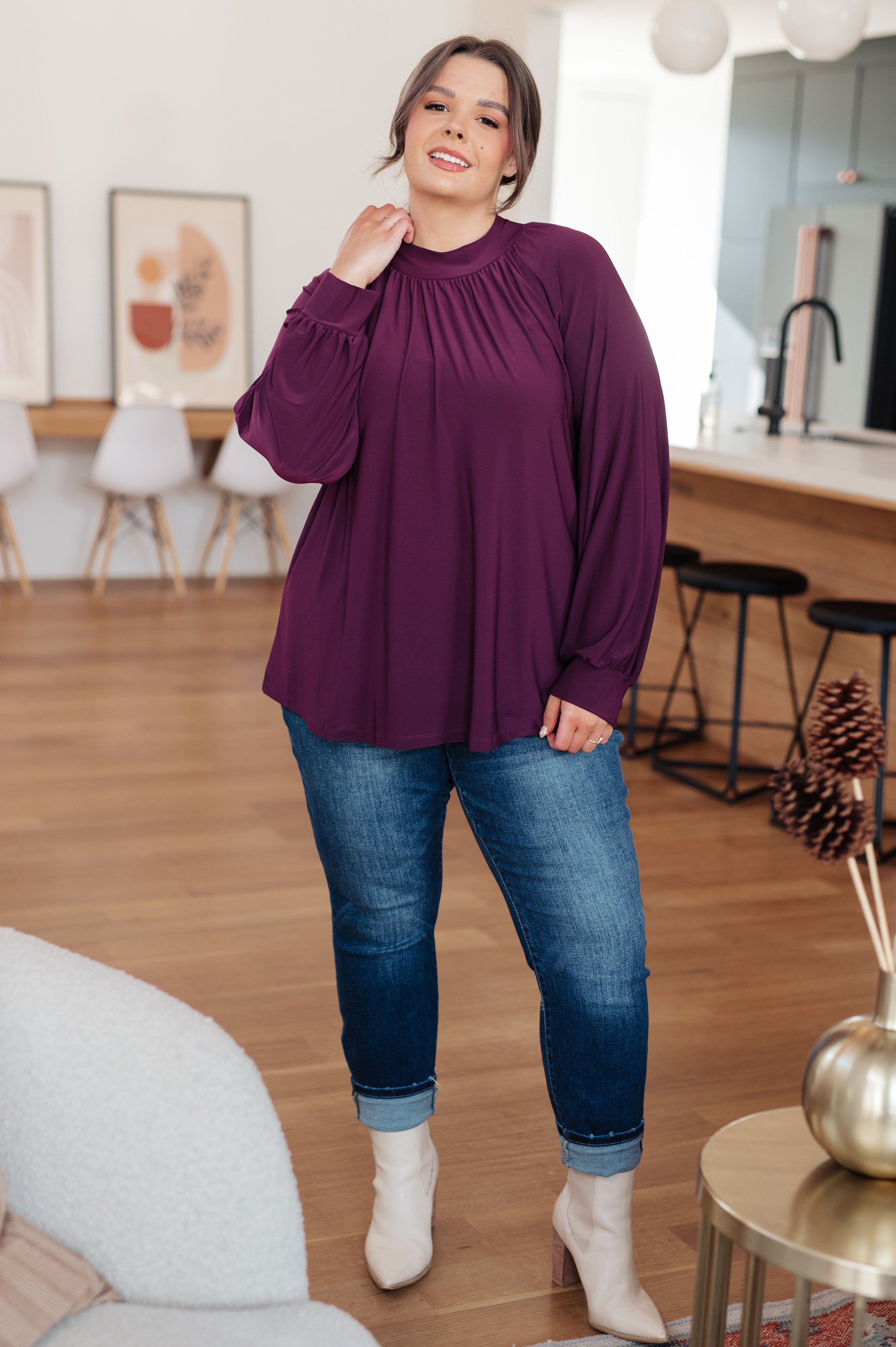 Closing Time Mock Neck Blouse-Tops-Ave Shops-[option4]-[option5]-[option6]-[option7]-[option8]-Shop-Boutique-Clothing-for-Women-Online