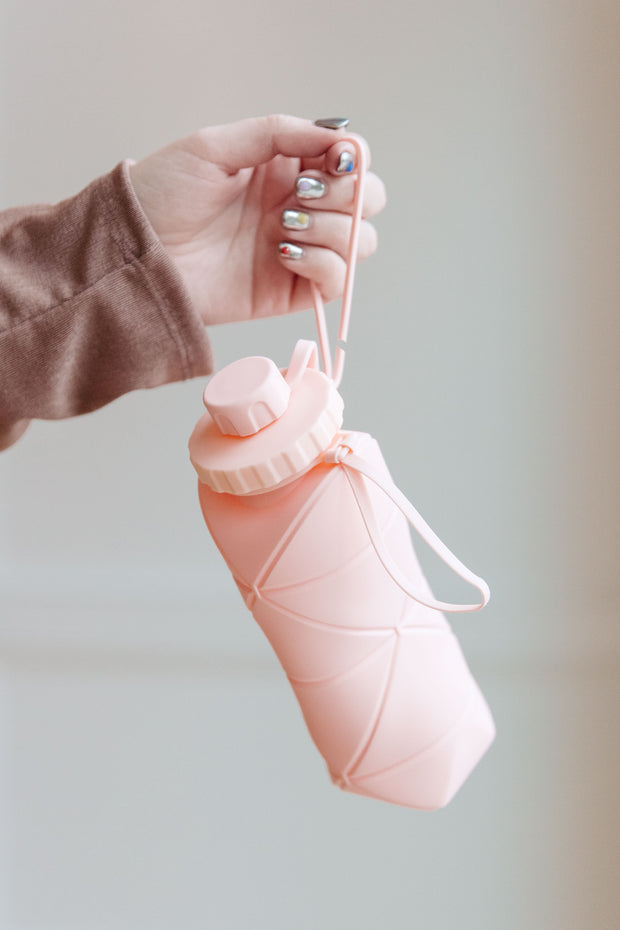 Collapsing Silicone Water Bottle in Diamond Pink-Accessories-Ave Shops-[option4]-[option5]-[option6]-[option7]-[option8]-Shop-Boutique-Clothing-for-Women-Online
