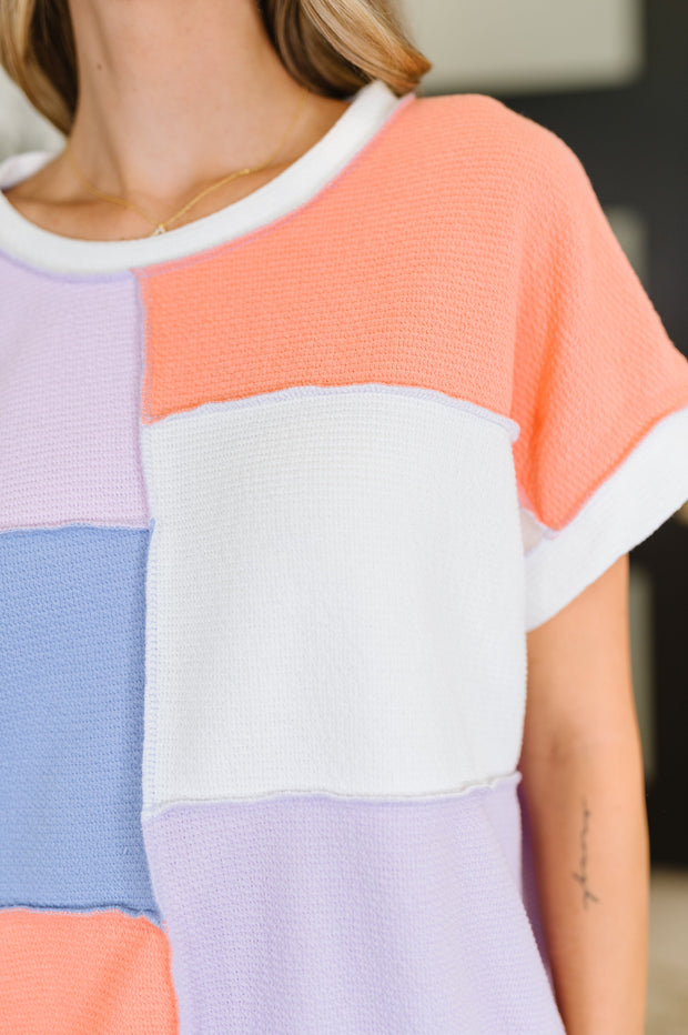 Contrast Club Color Block Top in Lilac, Orange and Denim-Womens-Ave Shops-[option4]-[option5]-[option6]-[option7]-[option8]-Shop-Boutique-Clothing-for-Women-Online