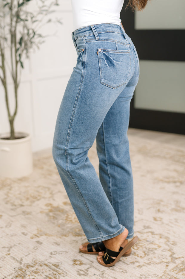 Judy Blue Corrine Mid Rise Control Top Vintage Straight Jeans-Womens-Ave Shops-[option4]-[option5]-[option6]-[option7]-[option8]-Shop-Boutique-Clothing-for-Women-Online