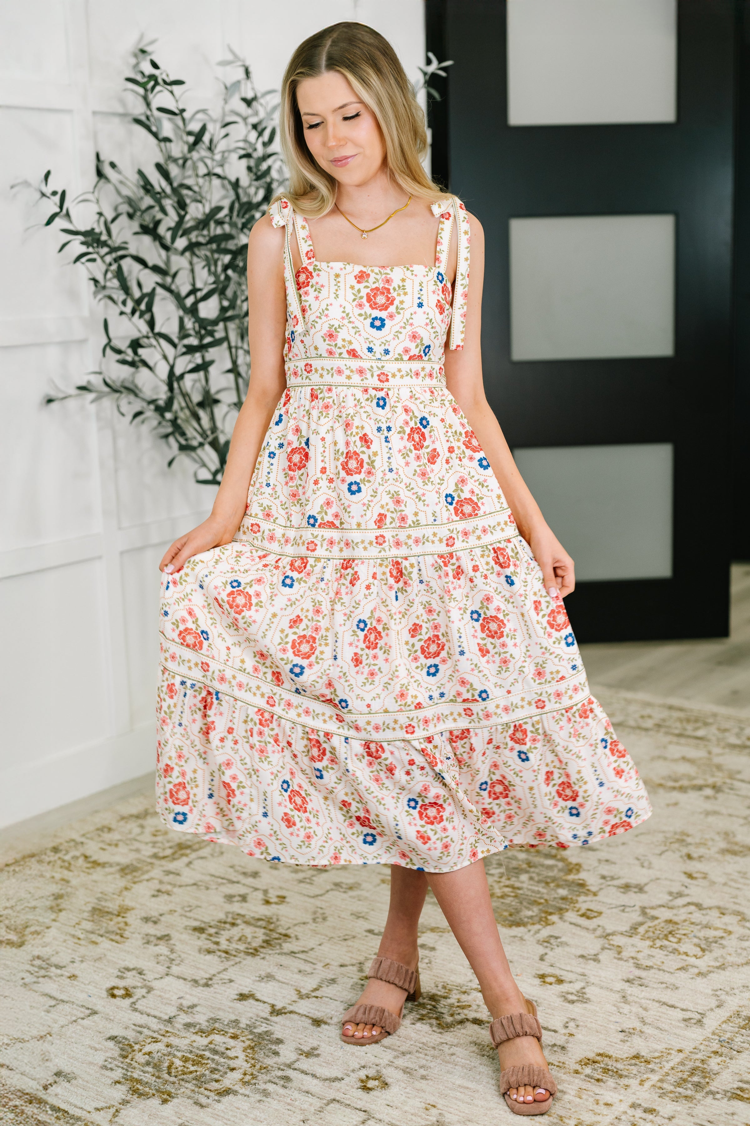Country Crush Adjustable Strap Dress in Cream and Red-Womens-Ave Shops-[option4]-[option5]-[option6]-[option7]-[option8]-Shop-Boutique-Clothing-for-Women-Online