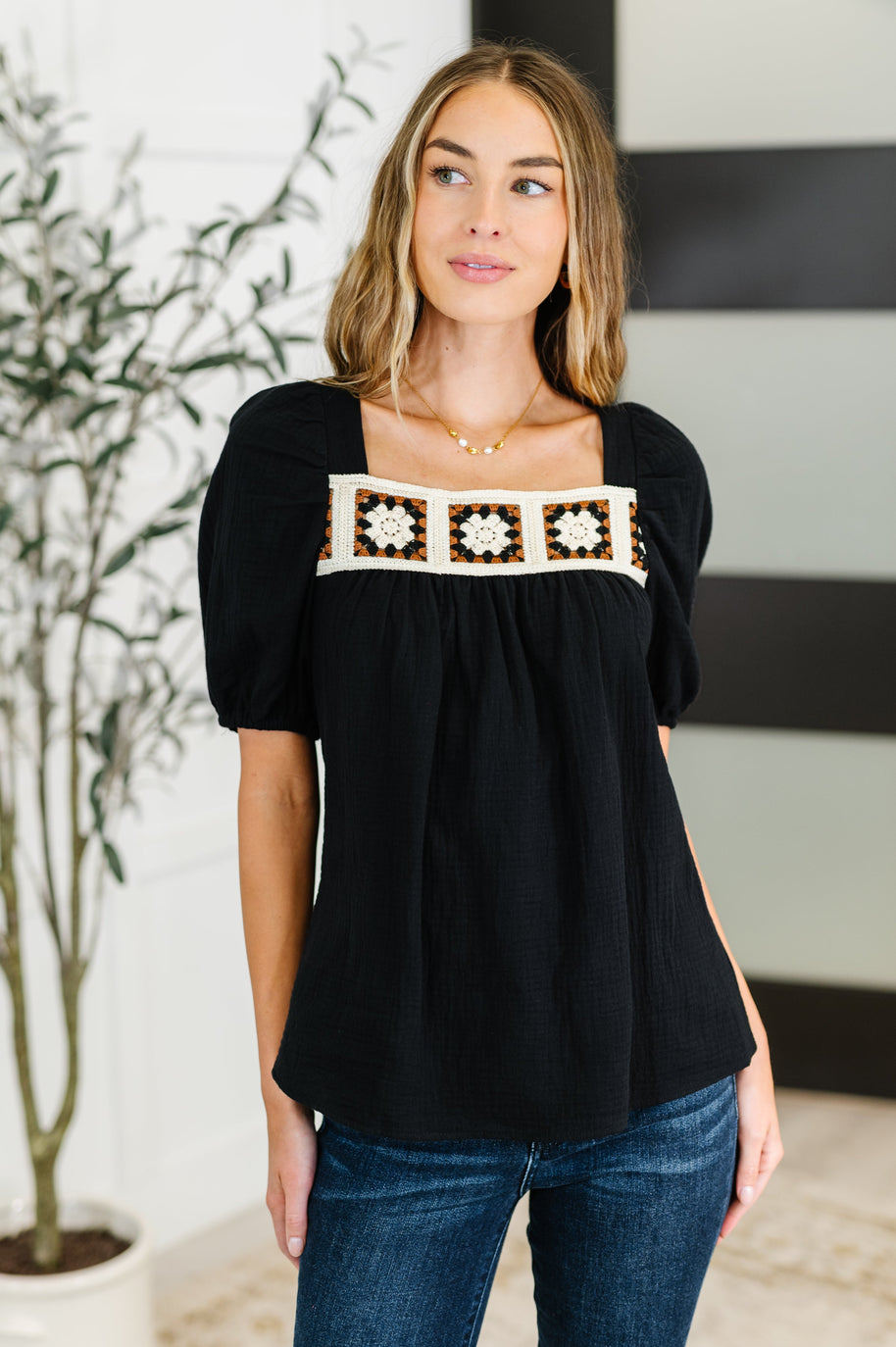 Craft Night Crochet Detail Top-Womens-Ave Shops-[option4]-[option5]-[option6]-[option7]-[option8]-Shop-Boutique-Clothing-for-Women-Online