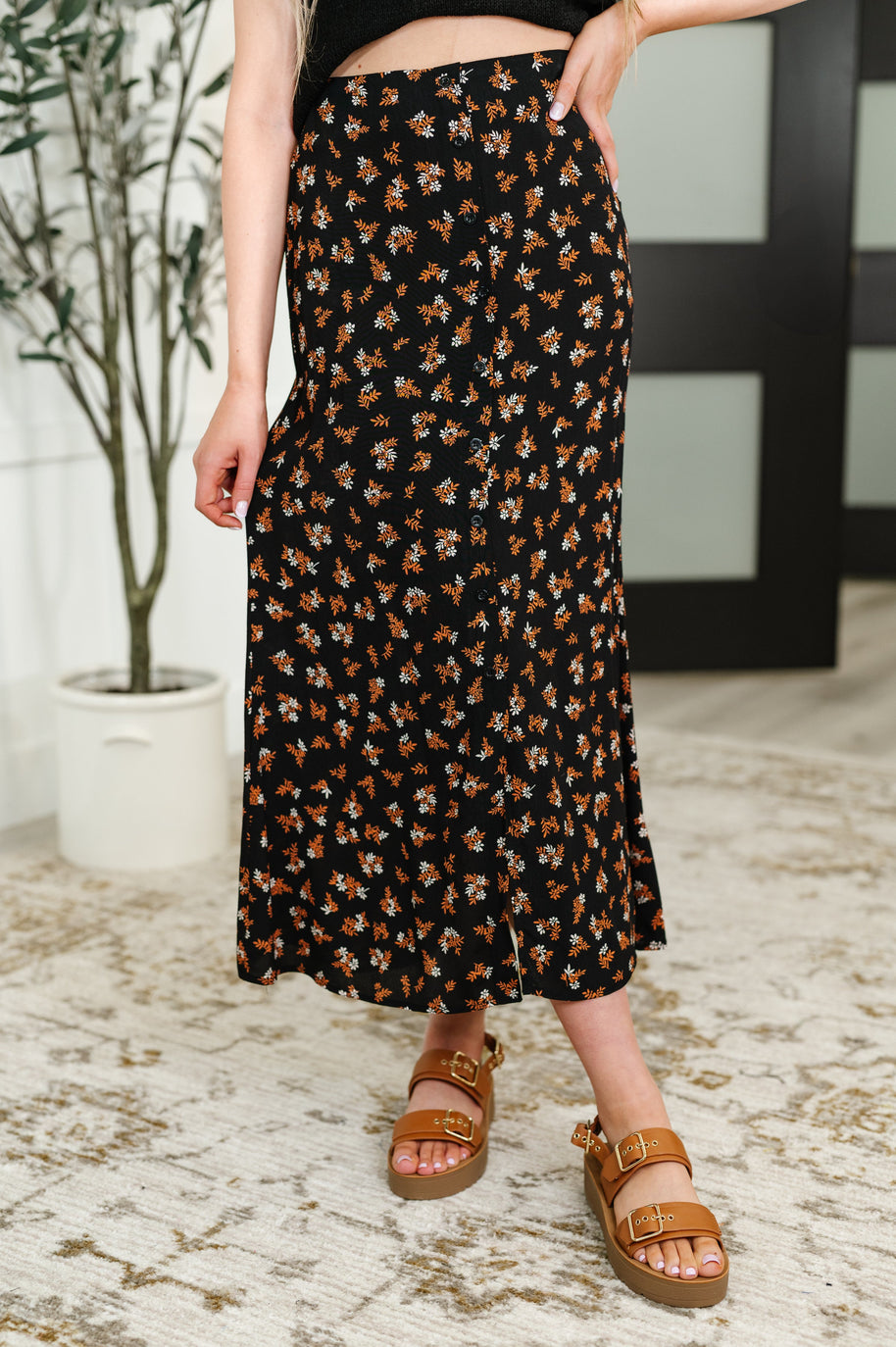 Crisp Kiss Midi Skirt in Rust, White and Black-Womens-Ave Shops-[option4]-[option5]-[option6]-[option7]-[option8]-Shop-Boutique-Clothing-for-Women-Online