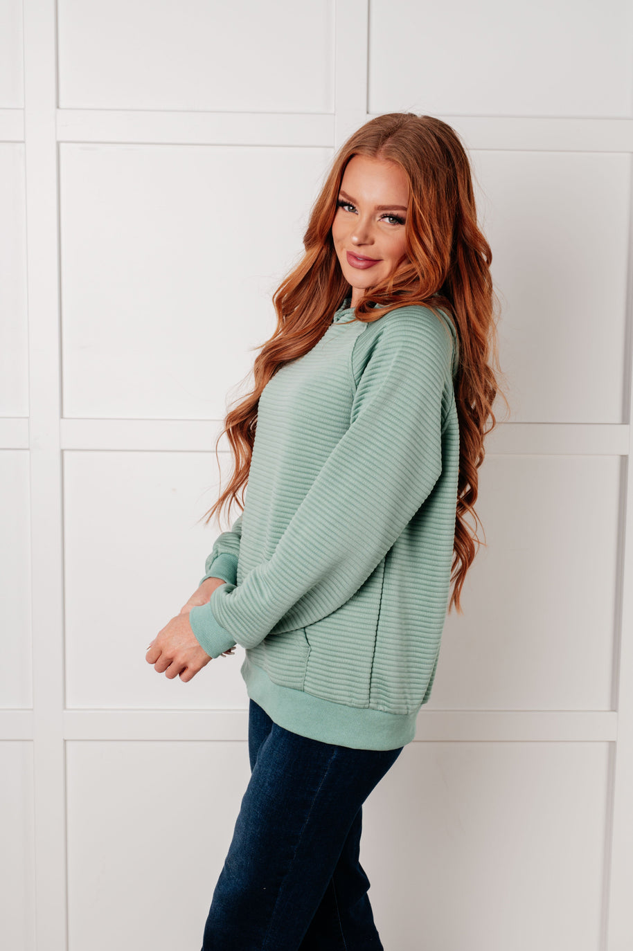 Crosswalk Textured Hoodie in Green-Tops-Ave Shops-[option4]-[option5]-[option6]-[option7]-[option8]-Shop-Boutique-Clothing-for-Women-Online