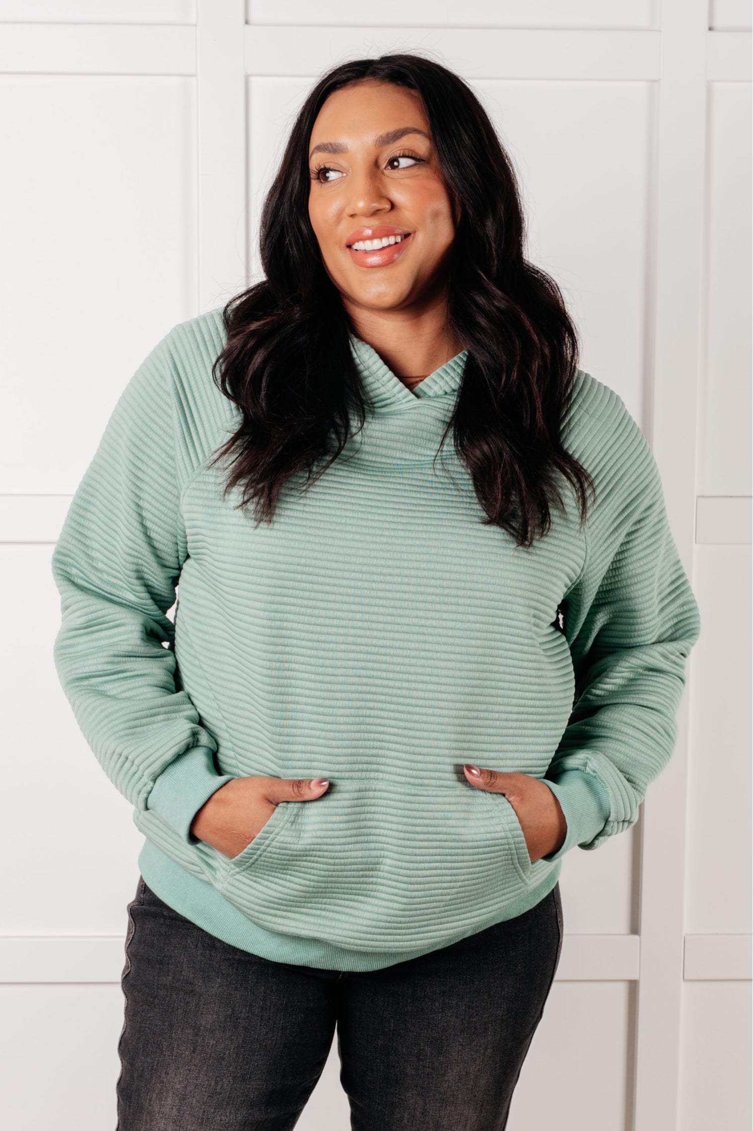 Crosswalk Textured Hoodie in Green-Tops-Ave Shops-[option4]-[option5]-[option6]-[option7]-[option8]-Shop-Boutique-Clothing-for-Women-Online