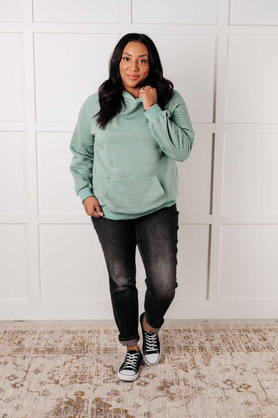 Crosswalk Textured Hoodie in Green-Tops-Ave Shops-[option4]-[option5]-[option6]-[option7]-[option8]-Shop-Boutique-Clothing-for-Women-Online